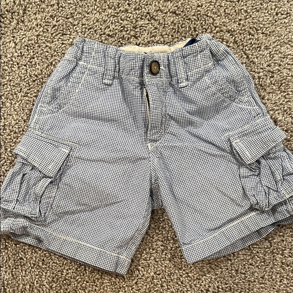 Blue Checkered Cargo Shorts